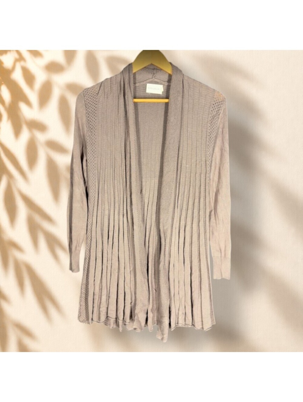 Dreamers Cardigan Women L Large Brown Open Front Long Sleeve Knit Cotton Soft